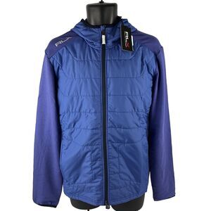 NWT $268 RLX Ralph Lauren Golf Blue Full Zip Hoodie Jacket Men’s Size Medium